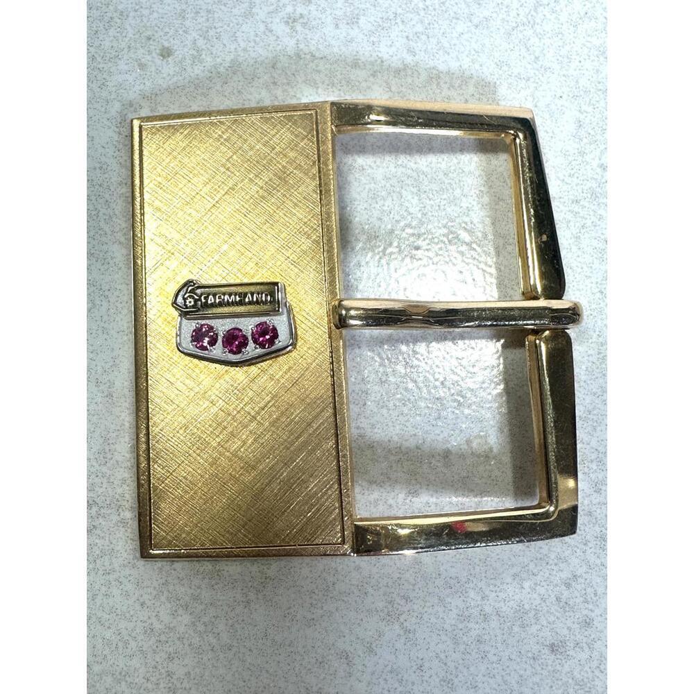 3” VTG OC Tanner Farmhand 10K Gold Ruby Service Award Belt Buckle